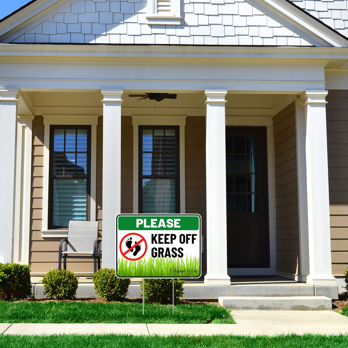 Venicor two-sign set with metal ground stakes for lawn use.