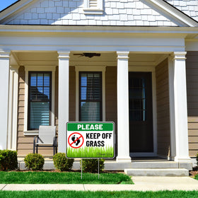 Venicor two-sign set with metal ground stakes for lawn use.