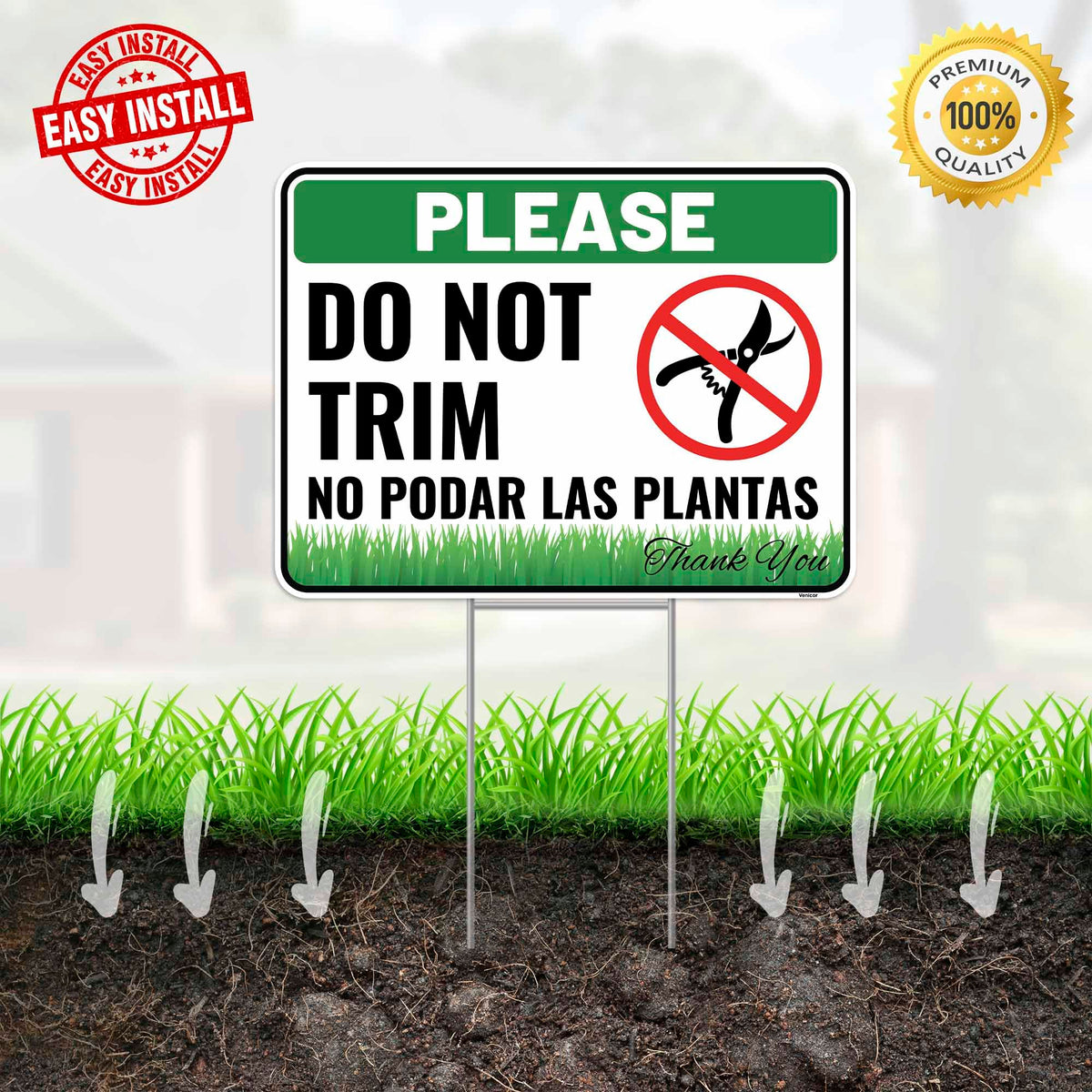 Durable corrugated plastic Venicor sign resists sun and rain outdoors