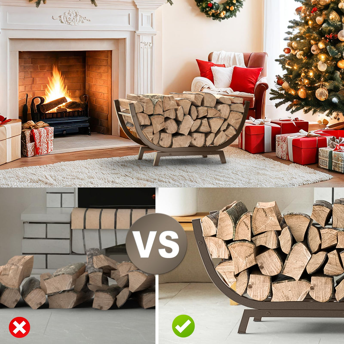 Venkuber arched strips design adds style and extra capacity for logs.