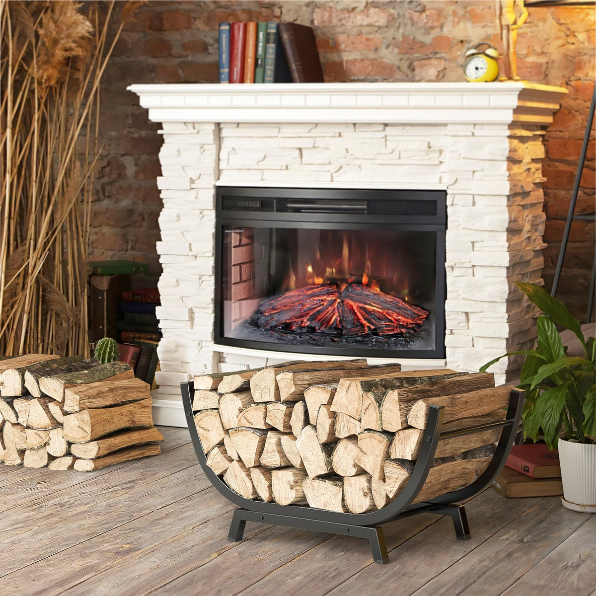Venkuber Firewood Rack curved frame and handles for easy movement.