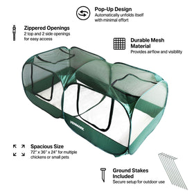 Venmark coop with transparent mesh for clear visibility and airflow.