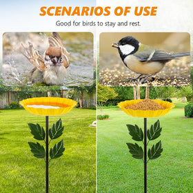Venniy bird feeder tray with metal stake adds color before birds arrive