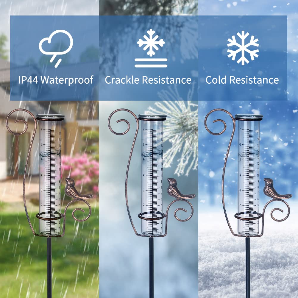 Venniy rain gauge decorative bird feature adds charm to your garden.