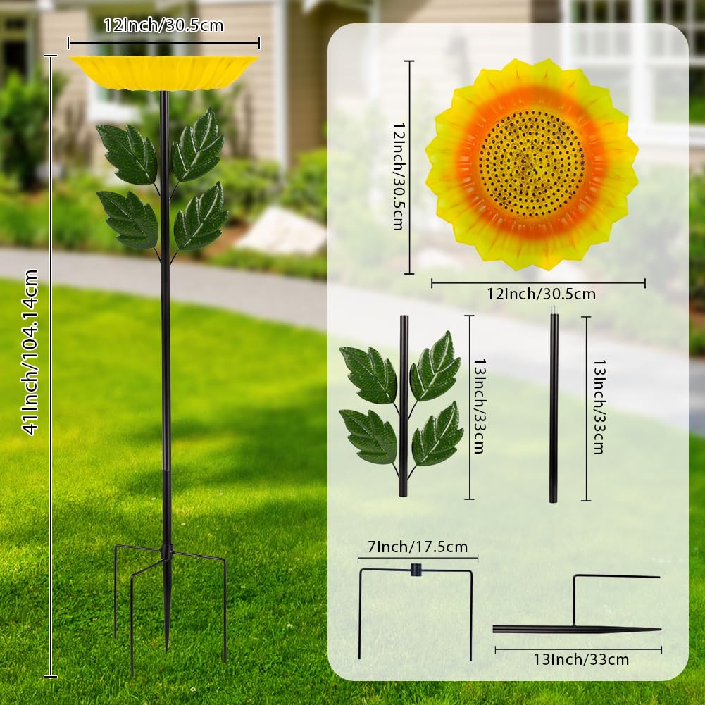 Venniy sunflower bird bath assembly, easy to set up with screws and sturdy stake