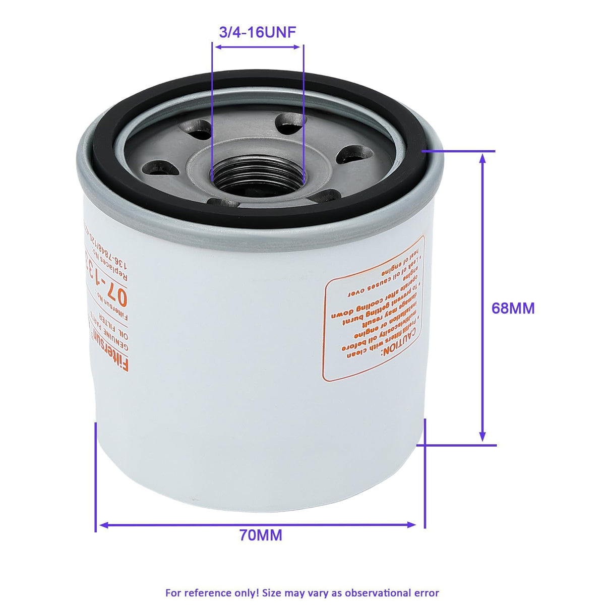Venseri oil filter front view compatible with Toro TimeCutter 120-4276.