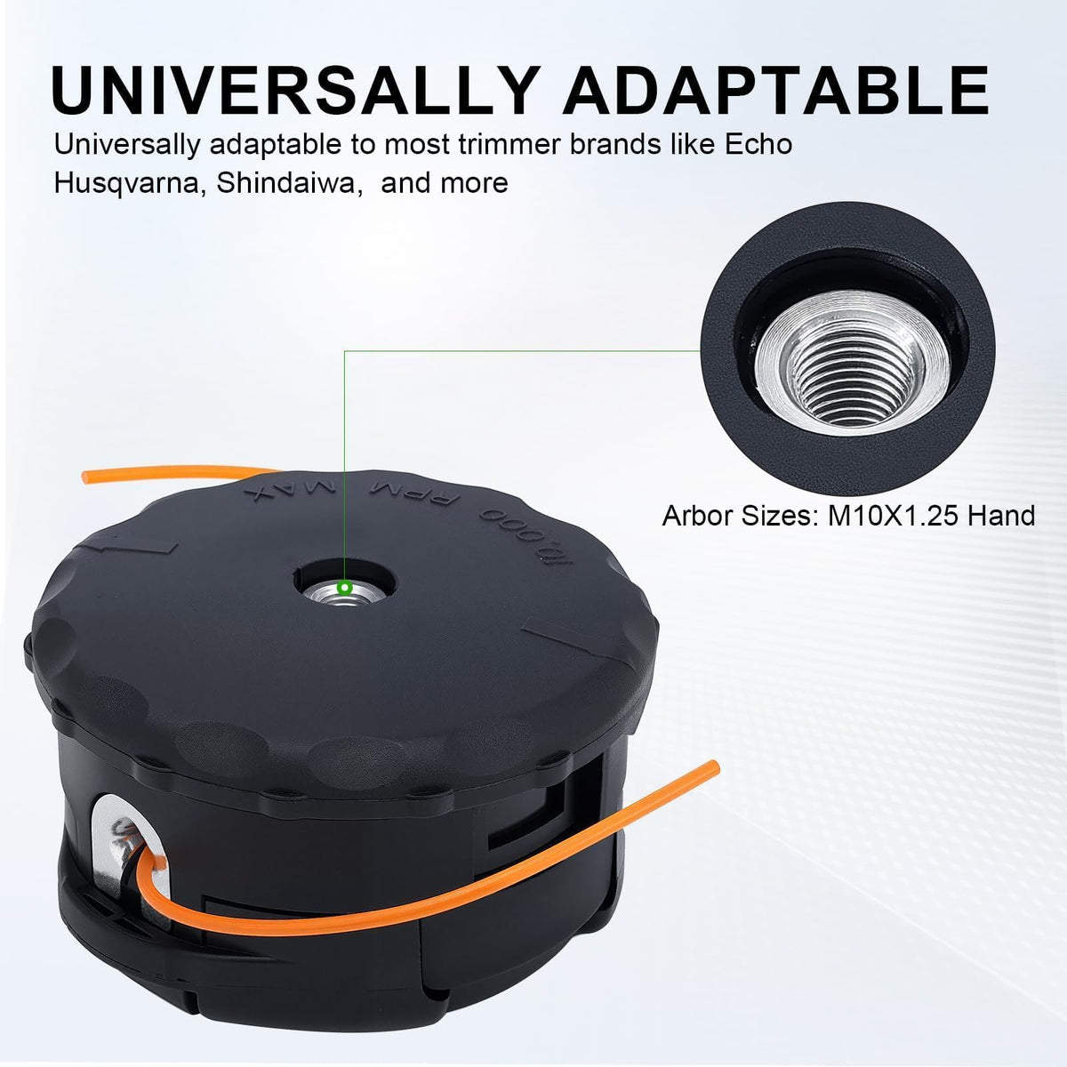 Venseri SRM225 trimmer head with swappable nut for simple installation