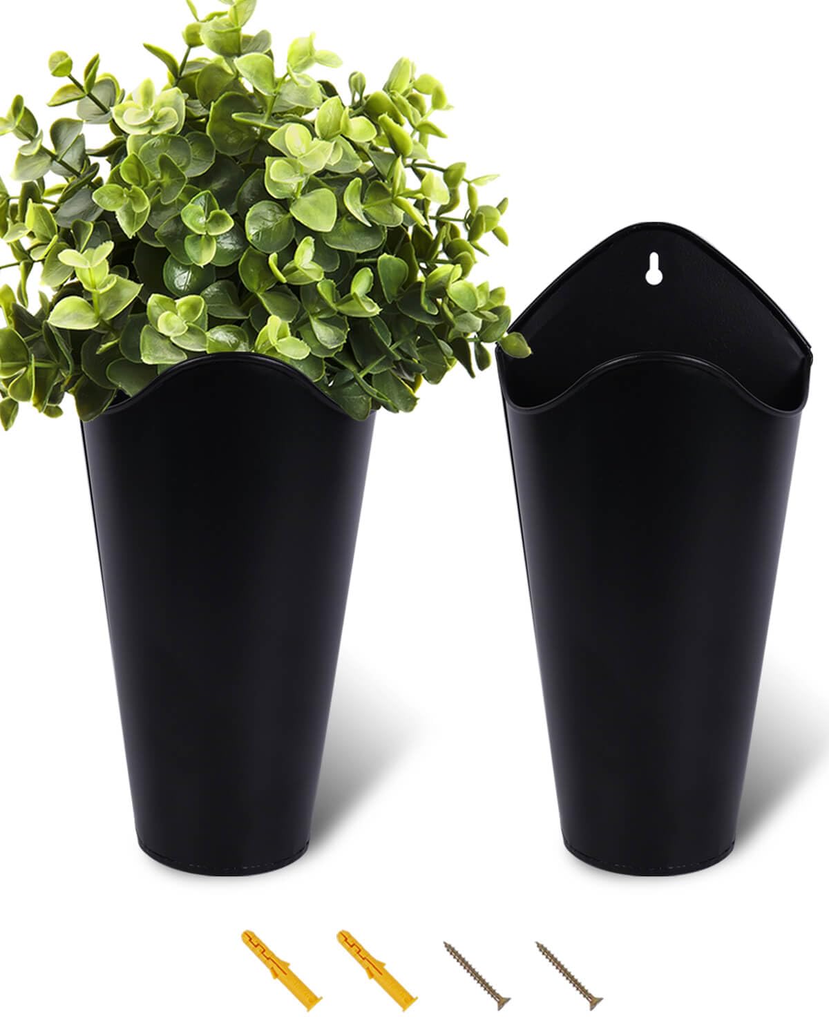 vensovo 12-inch galvanized wall planter set for elegant indoor display of dried flowers
