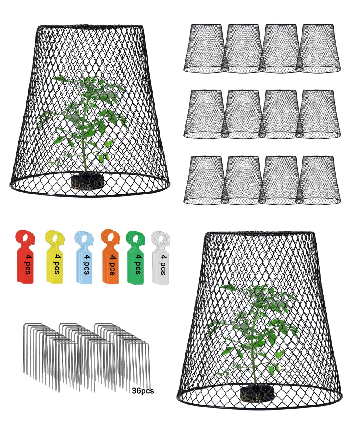 Vensovo 12-pack chicken-wire cloche covers shielding seedlings from animals