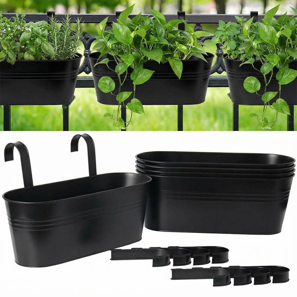 vensovo 16-inch railing planter on balcony ideal for herbs and small plants