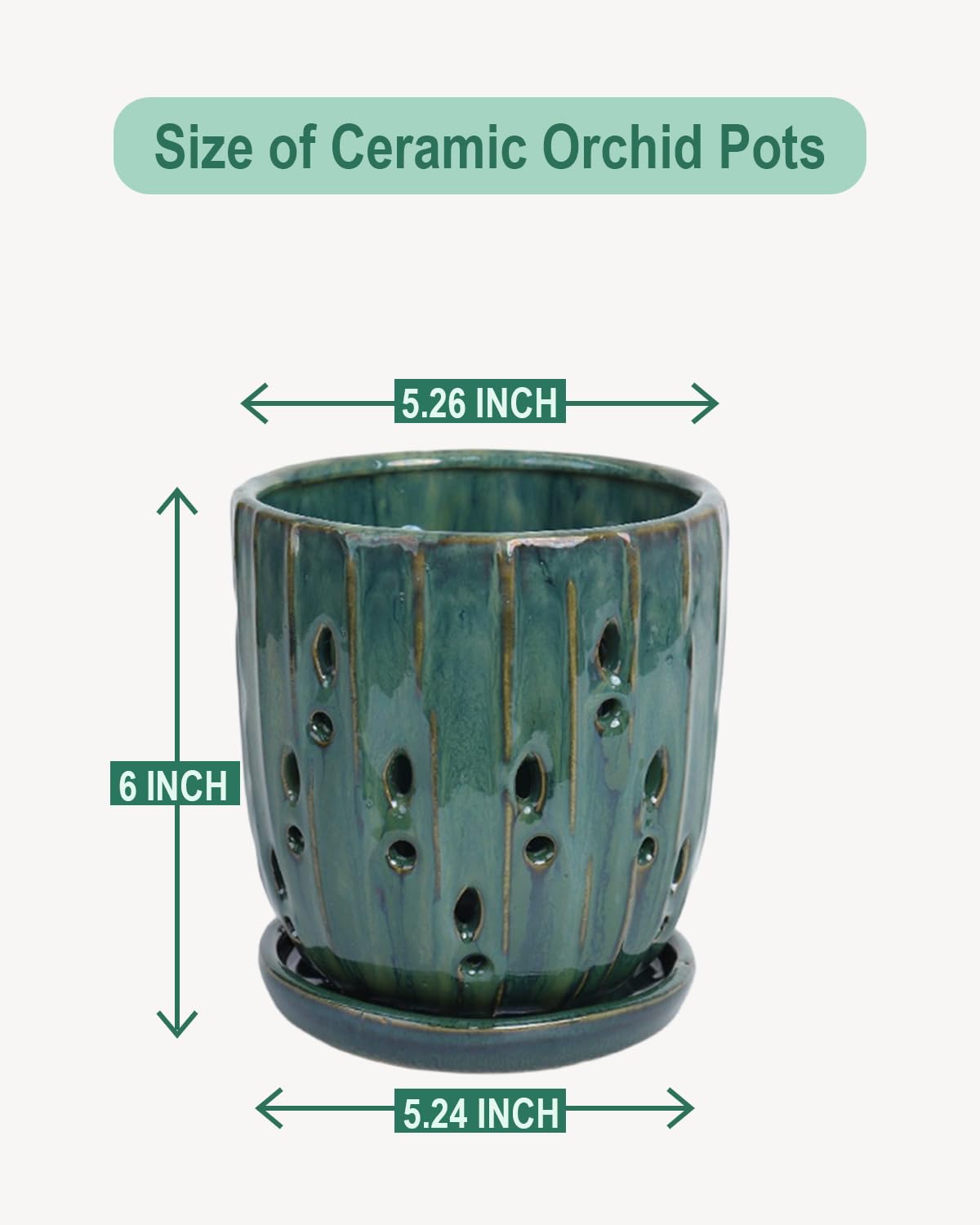 vensovo 6-inch ceramic orchid pot drainage holes closeup promoting airflow and balanced moisture for roots