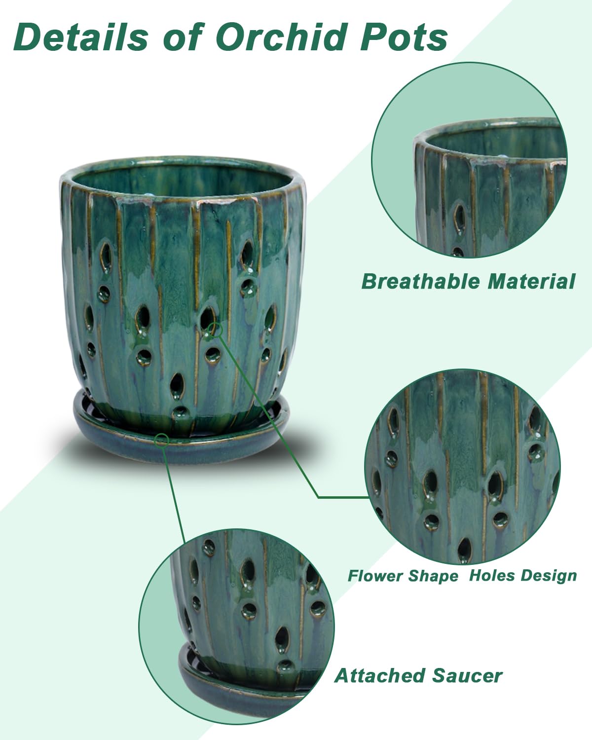 vensovo 6-inch ceramic orchid pot with glossy finish enhances durability and elegance