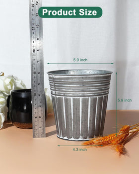 vensovo 6-inch pot side view, durable galvanized metal with drainage for healthy roots.