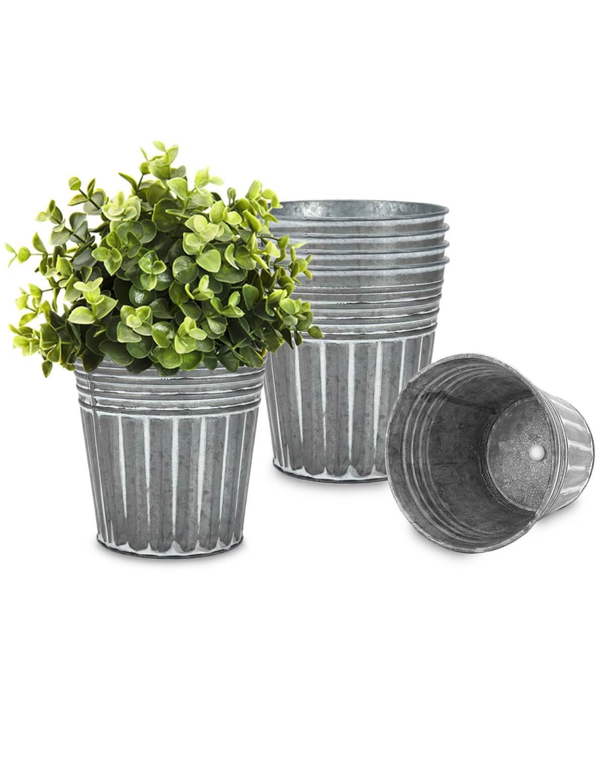 vensovo 6-inch silver metal pot top view, ideal for small plants and balcony decor.