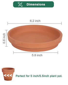 vensovo 6-inch terracotta plant saucer edge-raised design for spill protection.