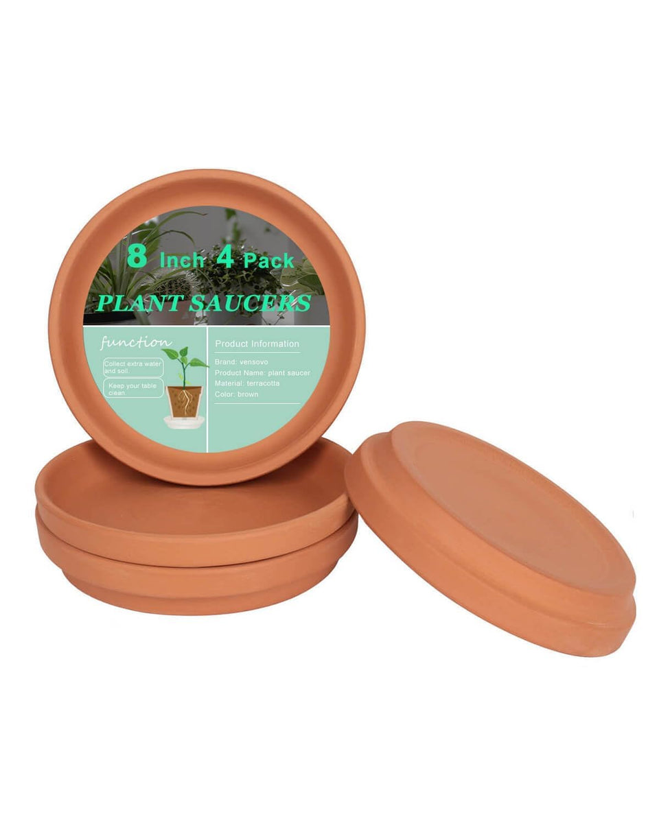Vensovo 8-inch terracotta pot saucer set for 7-inch pots, durable for indoor and outdoor use.