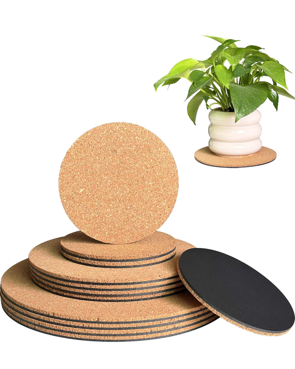 Vensovo cork coaster 4inch round protects surfaces from water rings.