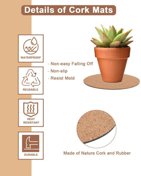 Vensovo cork coaster 8inch round keeps tables safe under larger pots.