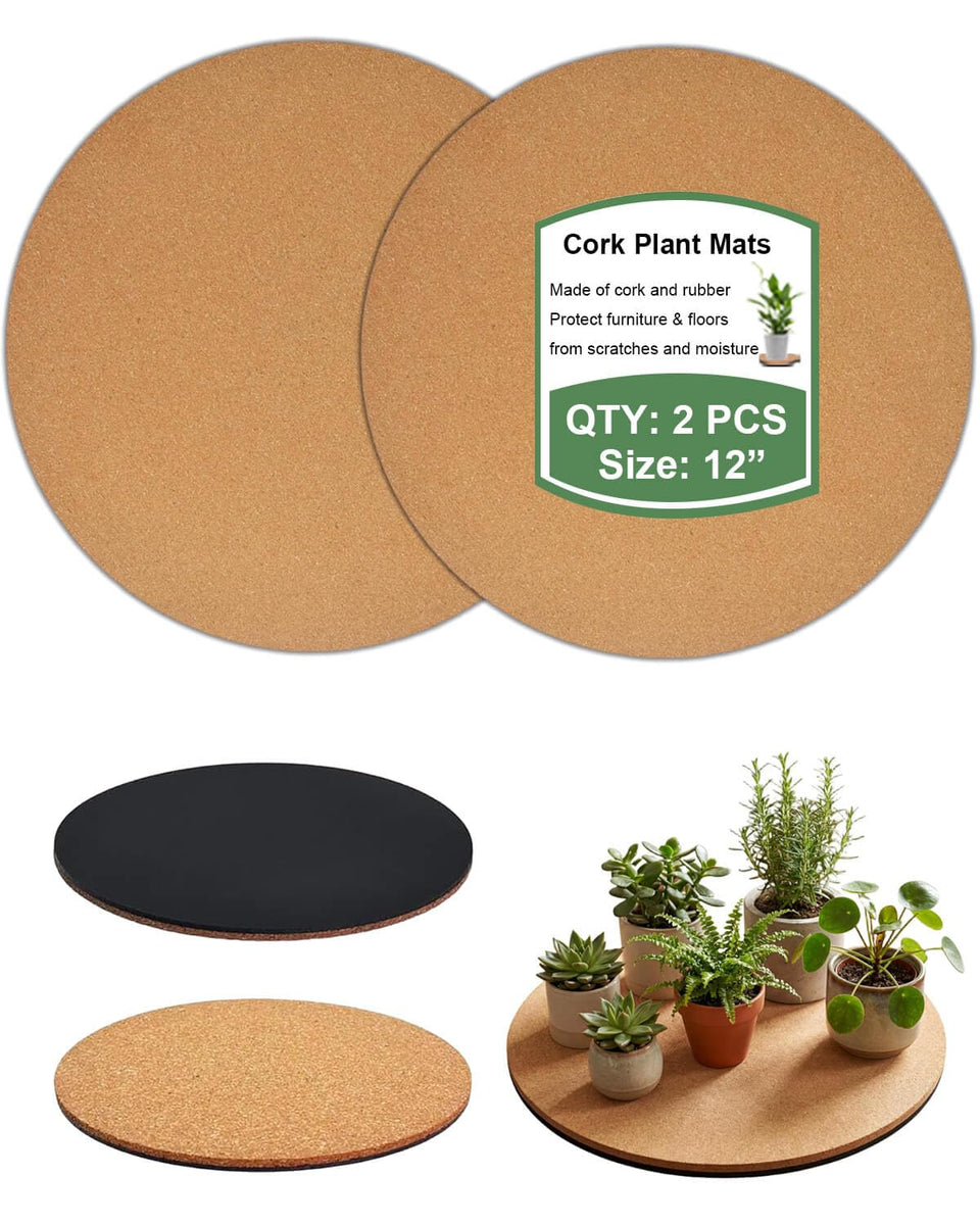 Vensovo cork plant coaster closeup shows absorbent layer protecting surfaces