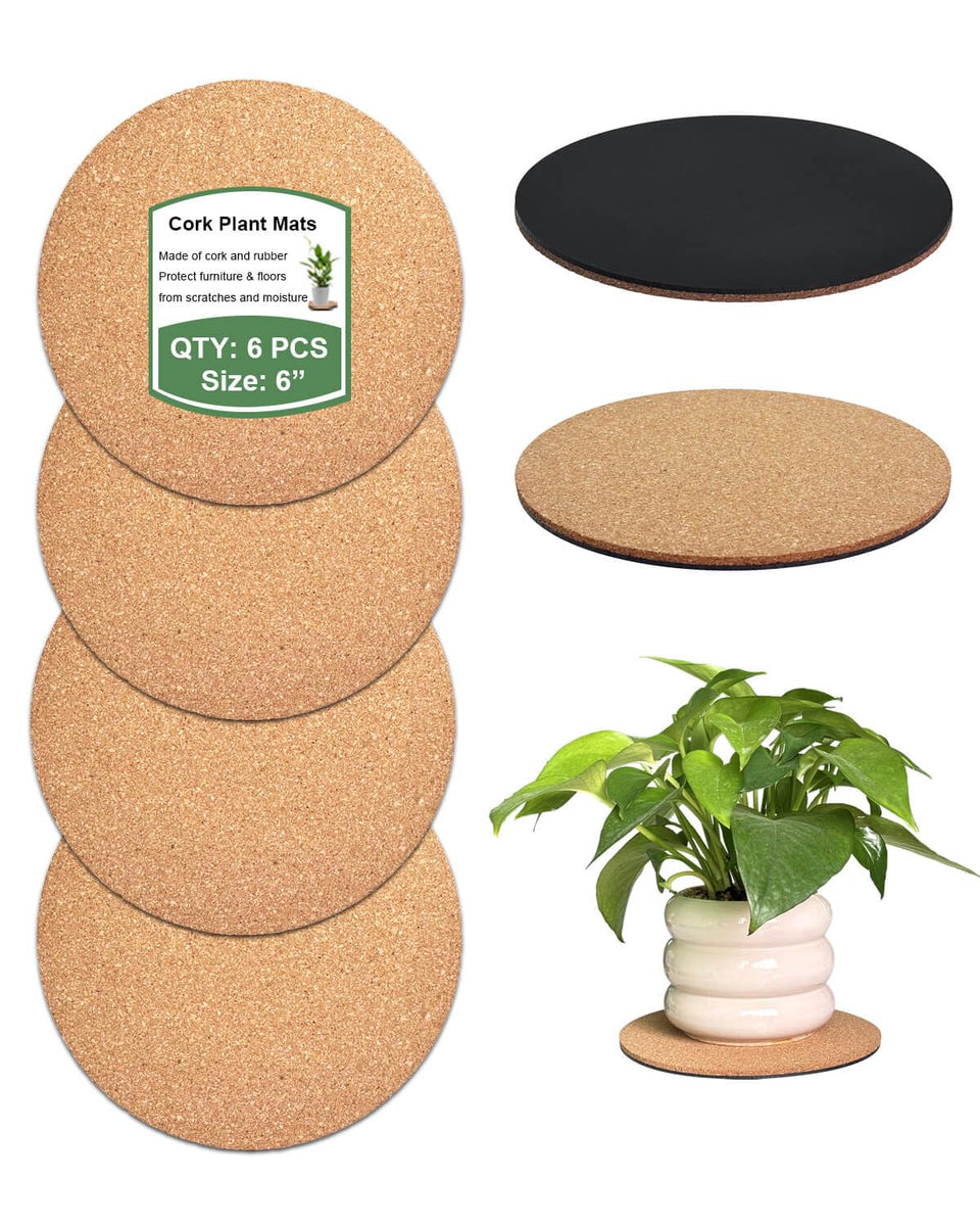 vensovo cork plant coaster under pot absorbs moisture to protect surfaces.