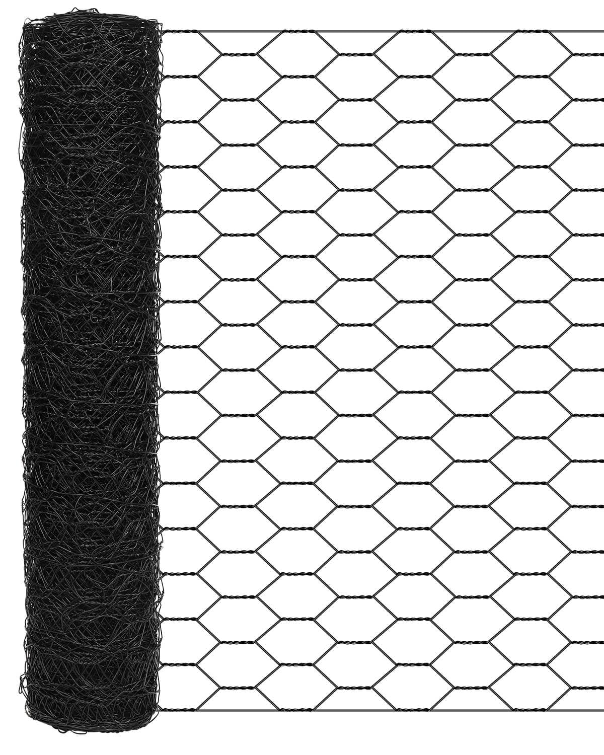 vensovo garden poultry black chicken wire roll demonstrating durable PVC-coated fencing for outdoor gardens