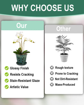 Vensovo green ceramic pot blends with decor and plant choice.