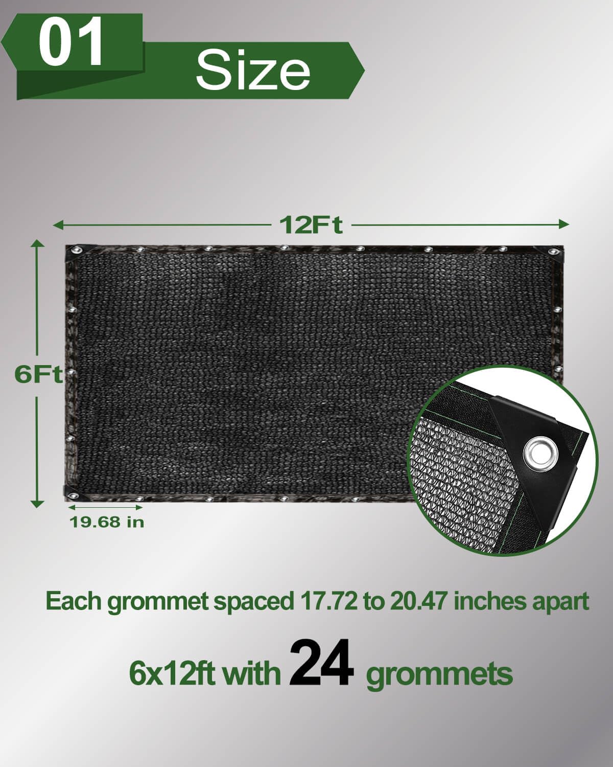 Vensovo knit sunshade mesh corner grommets simplify hanging and setup.