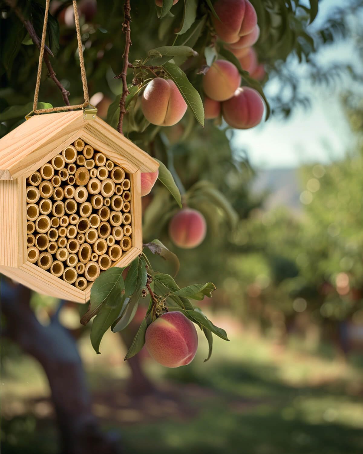 vensovo mason bee house placed in a sunny spot invites pollinators while brightening the garden.
