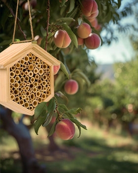 vensovo mason bee house placed in a sunny spot invites pollinators while brightening the garden.