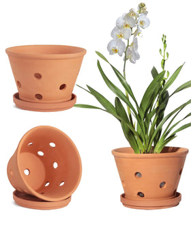 vensovo terracotta orchid pot with side holes promotes root airflow