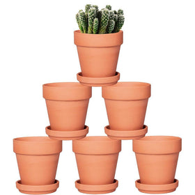 vensovo terra cotta pot 5 inch with saucer pack six, ideal indoor planter for small plants