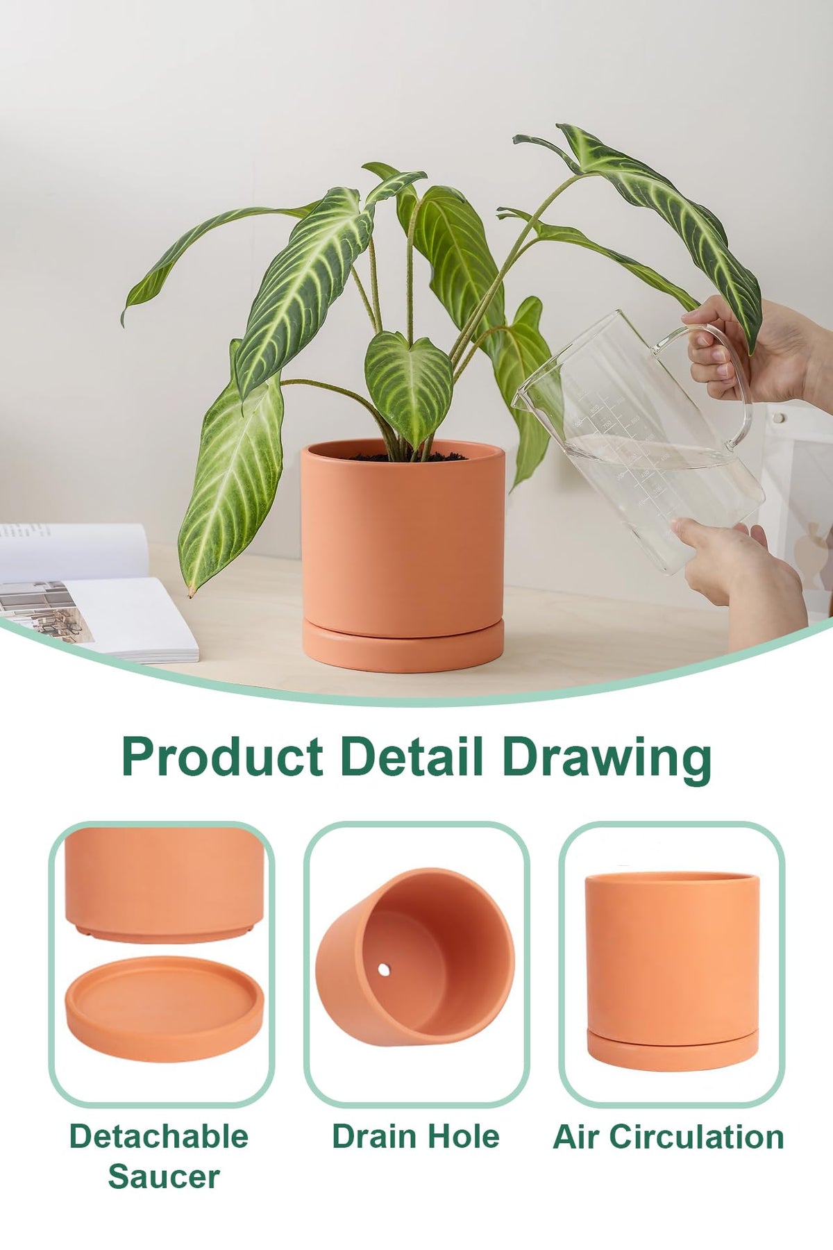 vensovo terracotta pot 5.11in versatile for herbs and small flowers