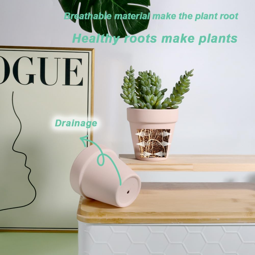 Vensovo terracotta pot with succulent arrangement on a desk