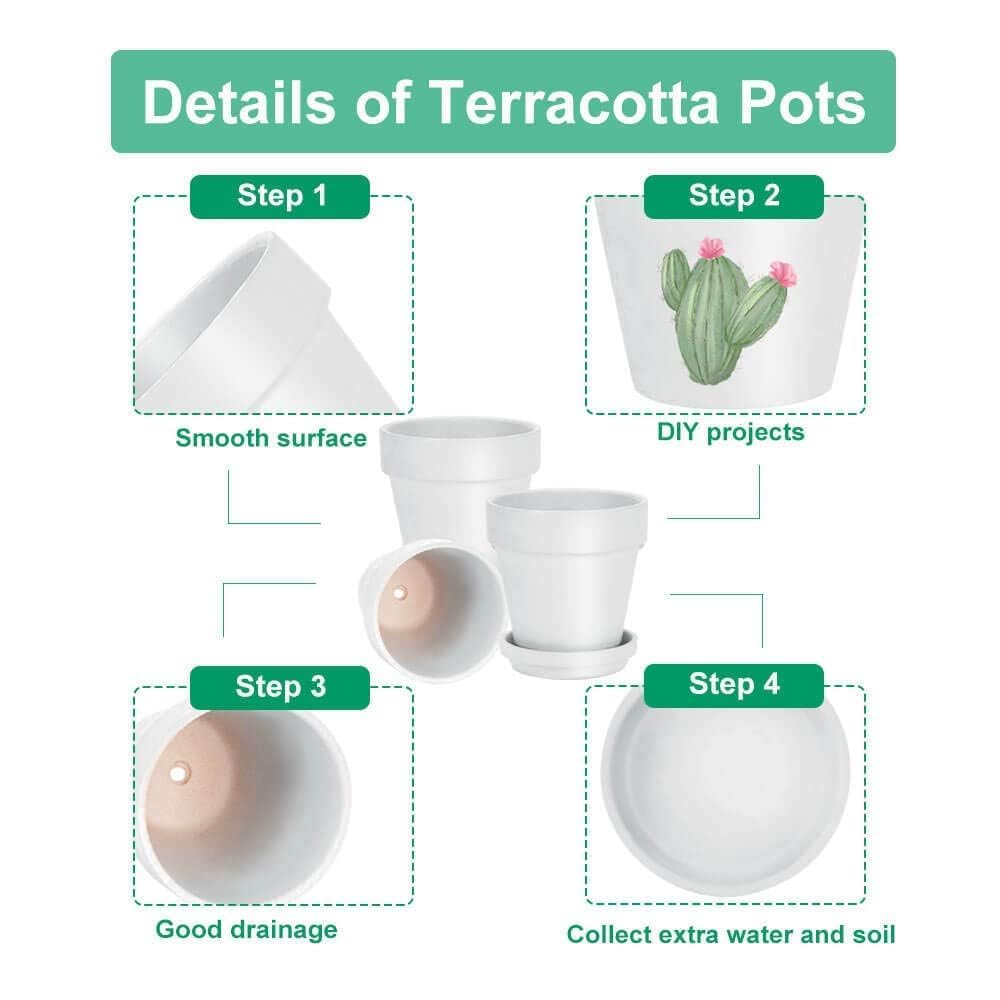 Vensovo terracotta pot with saucer stacked neatly for tabletop display.