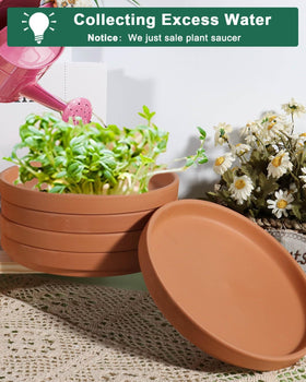 Vensovo terracotta saucer height 1.2 inches helps contain spills.