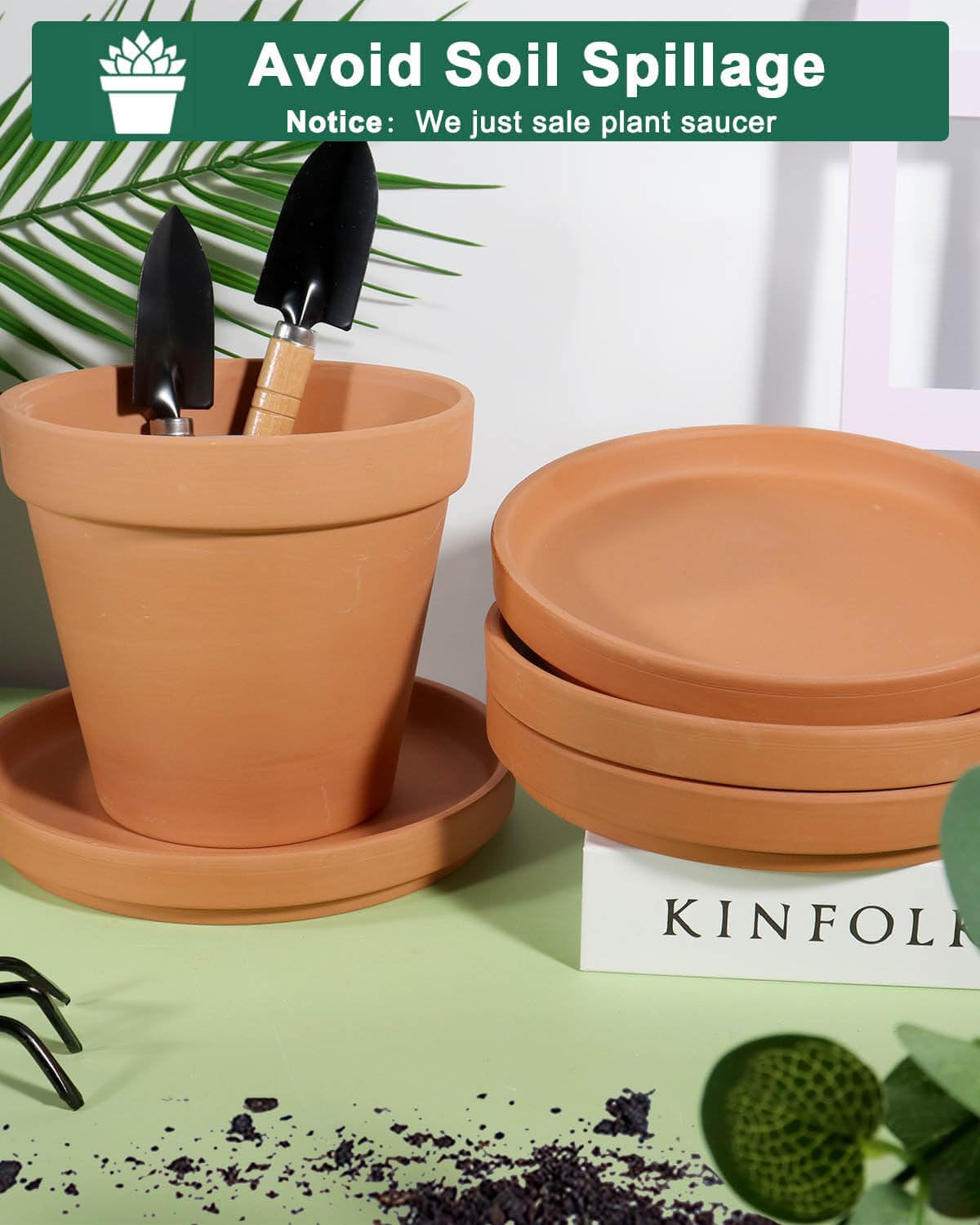 Vensovo terracotta saucer inner diameter 7.3 inches fits a 7-inch pot.