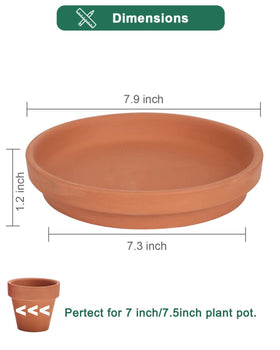 Vensovo terracotta saucer outer diameter 7.9 inches, ideal for large pots.