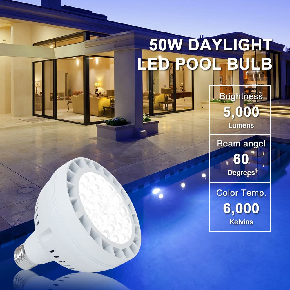 Venste LED pool light bulb operates on 12V input for safe pool use