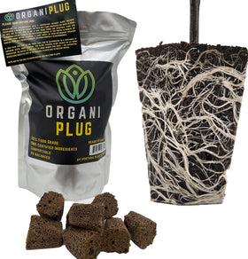 Ventana OrganiPlug seed starter plugs close-up; organic peat and coco coir support early growth