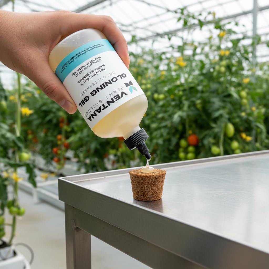Ventana cloning gel dipping cuttings for healthier root development.