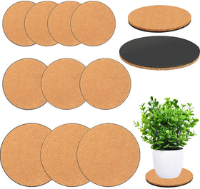 Venyat cork plant coaster 4-inch on wood table protects surfaces.