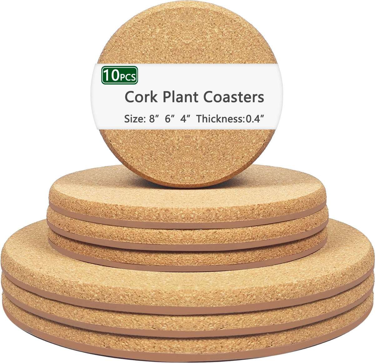 Venyat cork plant coaster 4 inch protects surfaces with absorbent cork and sturdy base.