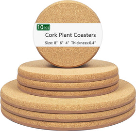 Venyat cork plant coaster 4 inch protects surfaces with absorbent cork and sturdy base.