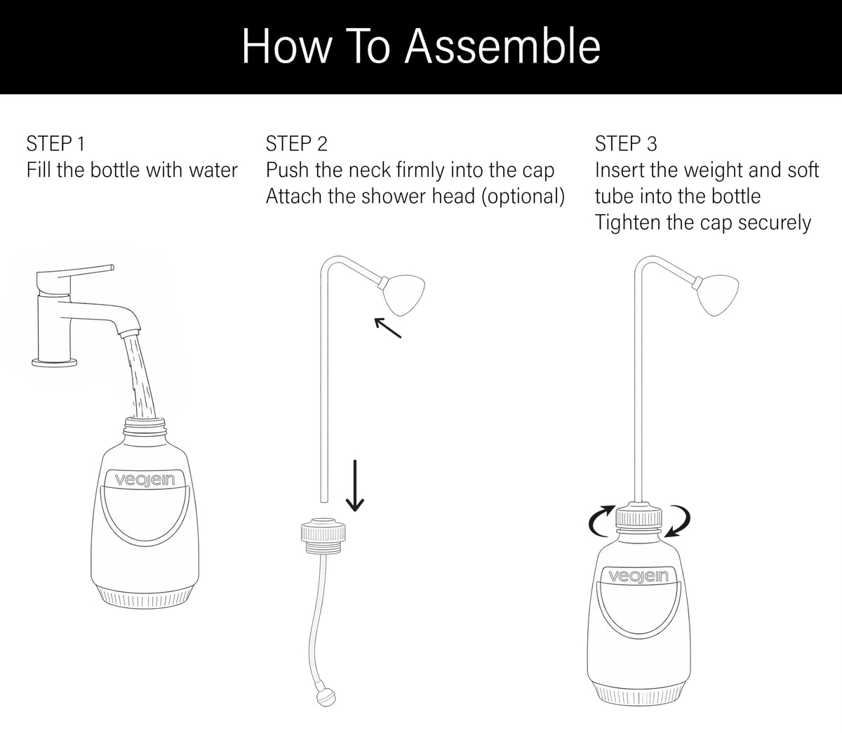 VEOJEIN soft-squeeze bottle offers controlled flow with one or two hands.