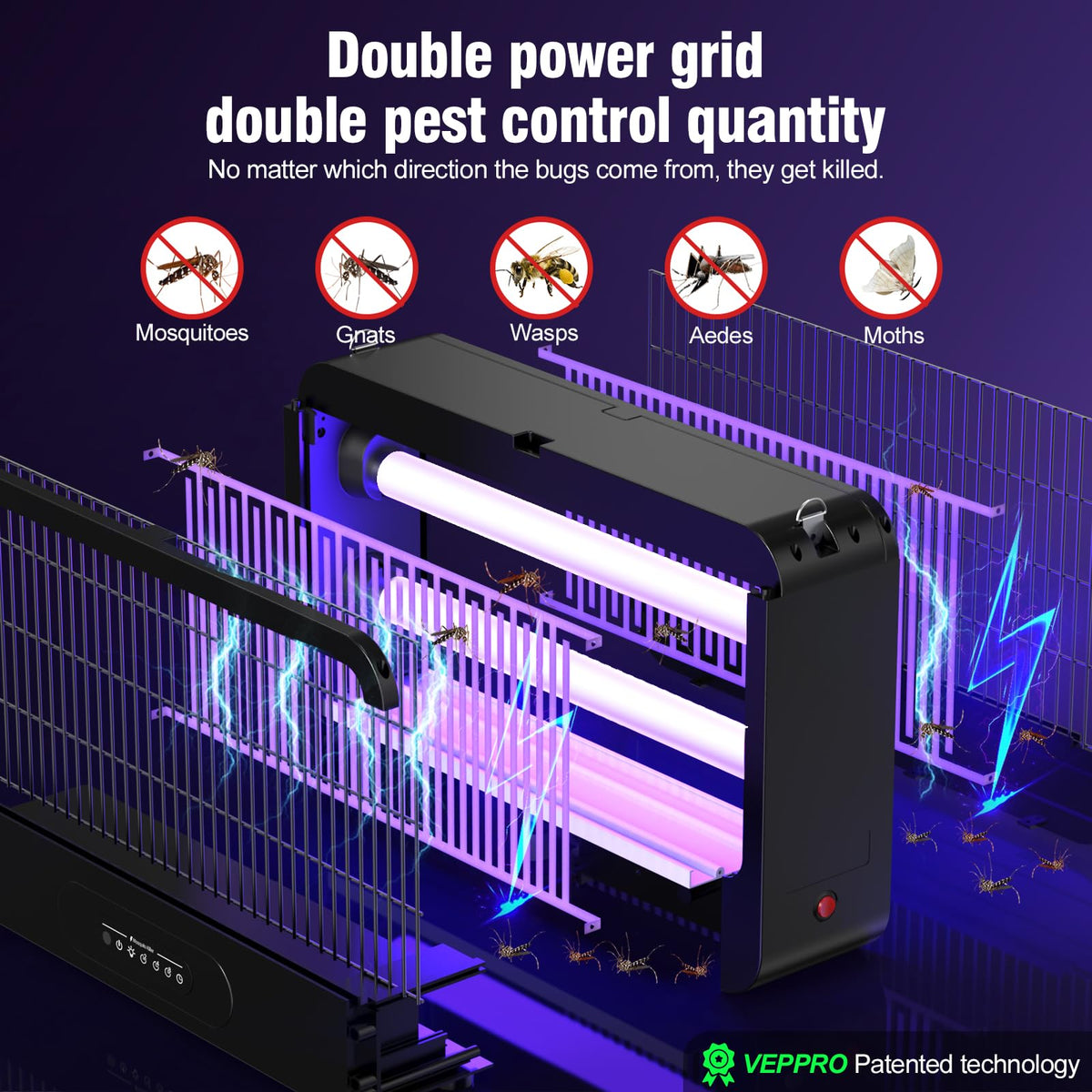 VEPPRO bug zapper with remote control enabling hands-free operation