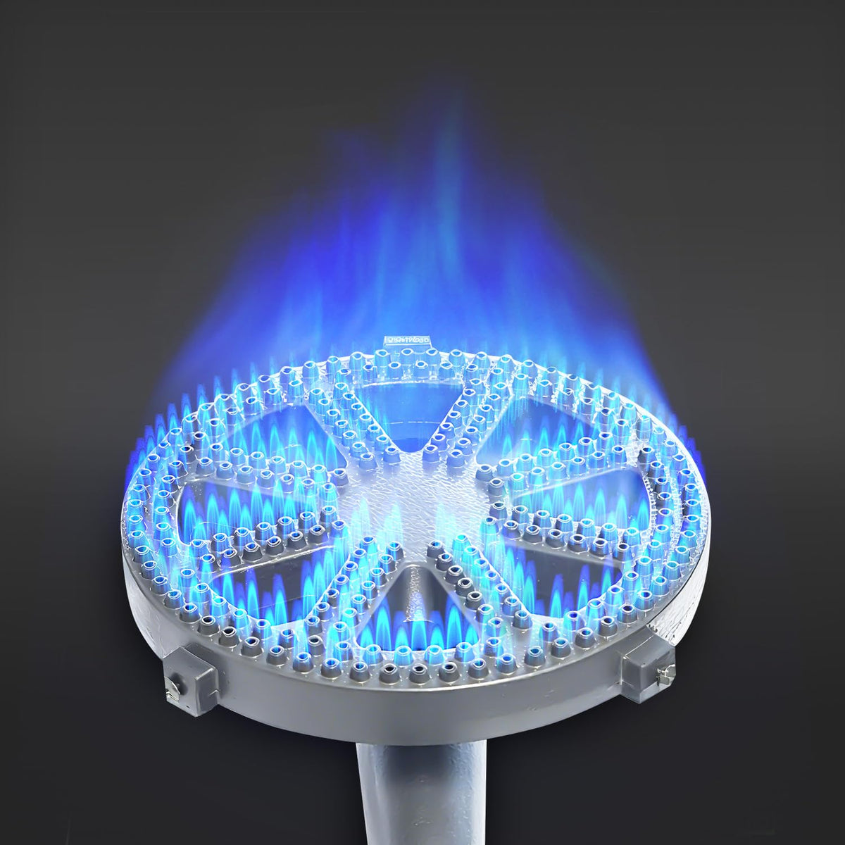 Veralune cast-iron burner head closeup showing heat-resistant surface