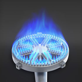 Veralune cast-iron burner head closeup showing heat-resistant surface