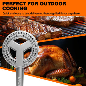 Veralune turkey fryer outdoor setup showing the burner head in use.