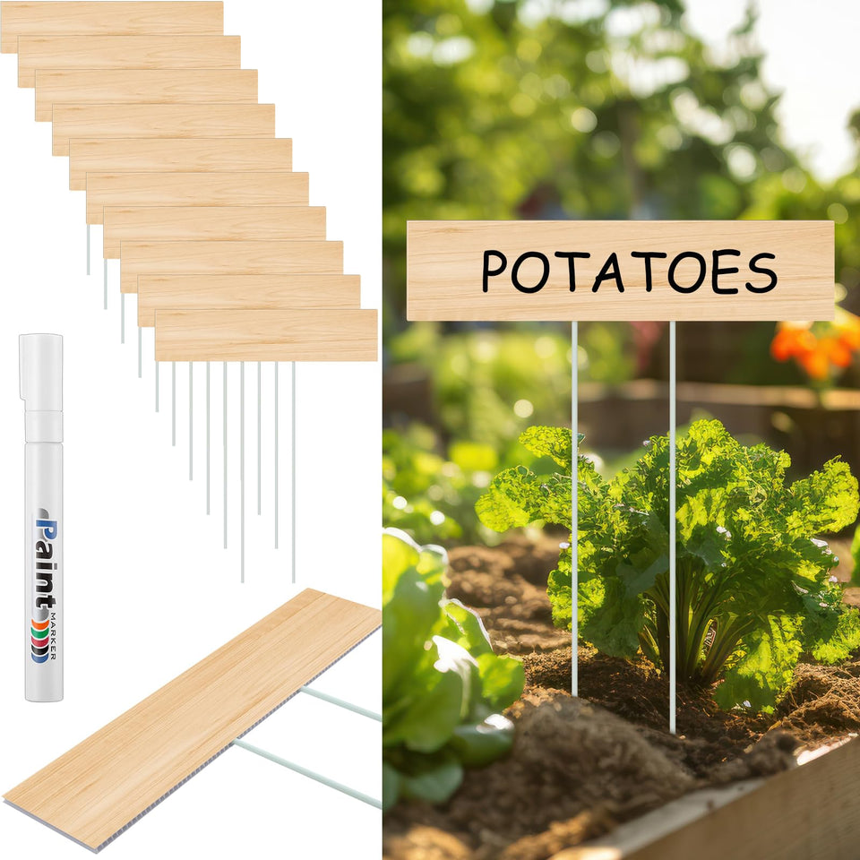 Vercraft jumbo plant label stake with wood texture for clear labeling