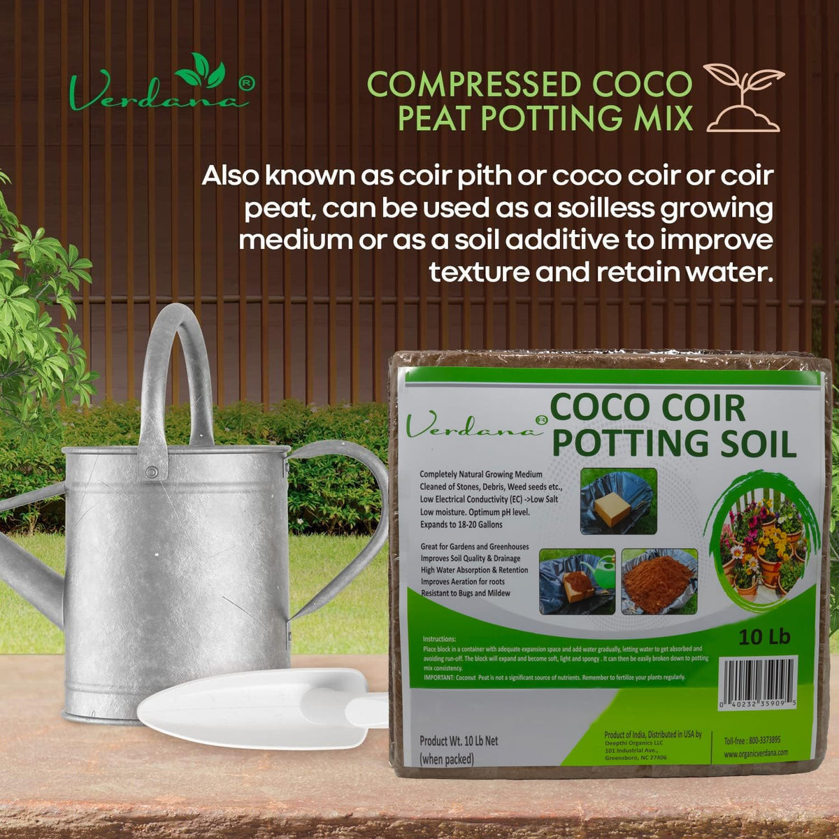 Verdana Coco Coir Potting Soil Brick in raised beds as soil amendment